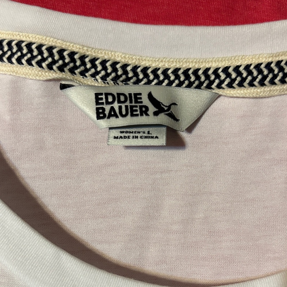 NWT Eddie Bauer Women's White and Pink Short Sleeve Tees - Picture 3 of 8